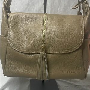 Persaman New York Beige Leather Shoulder Bag